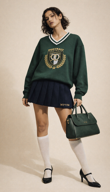 The P|M Academy Varsity V-Neck - Forest Edition