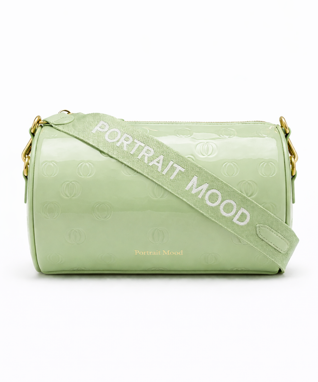 The P|M Aura Cylinder Bag - Pistachio Patent Today's Mood Edition