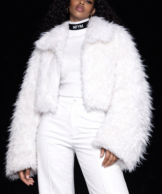 The P|M Arctic Cropped Fur Jacket - Snow Edition