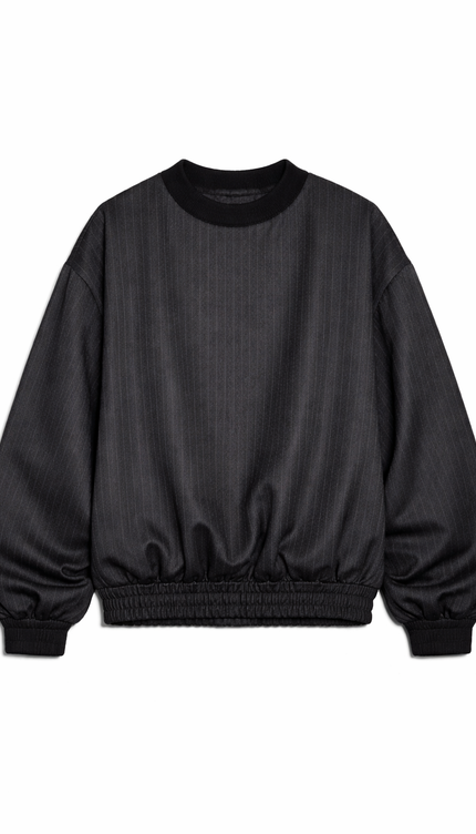 The P|M Sartorial Pinstripe Crewneck - Noir Edition
