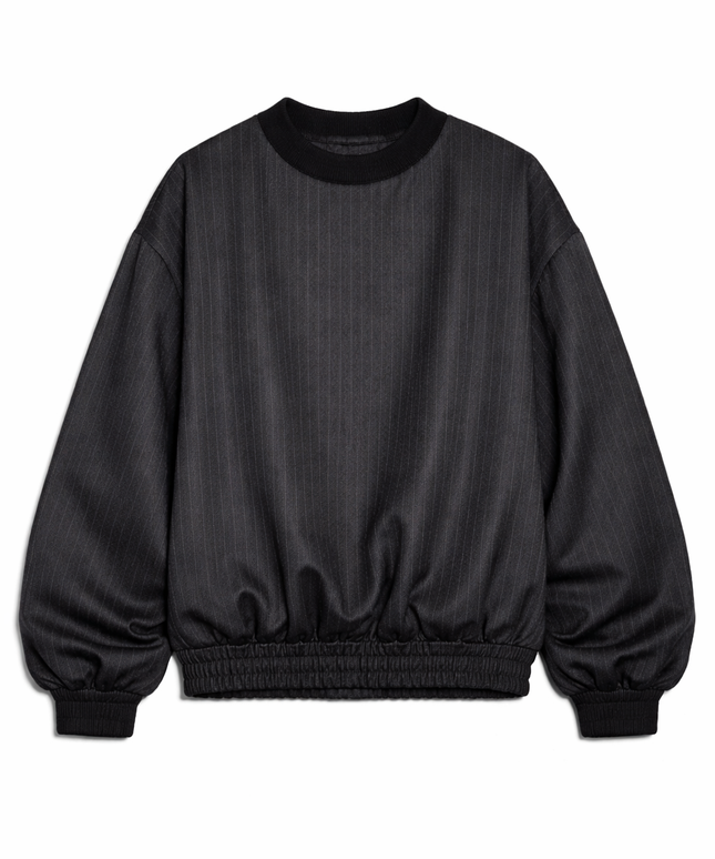 The P|M Sartorial Pinstripe Crewneck - Noir Edition