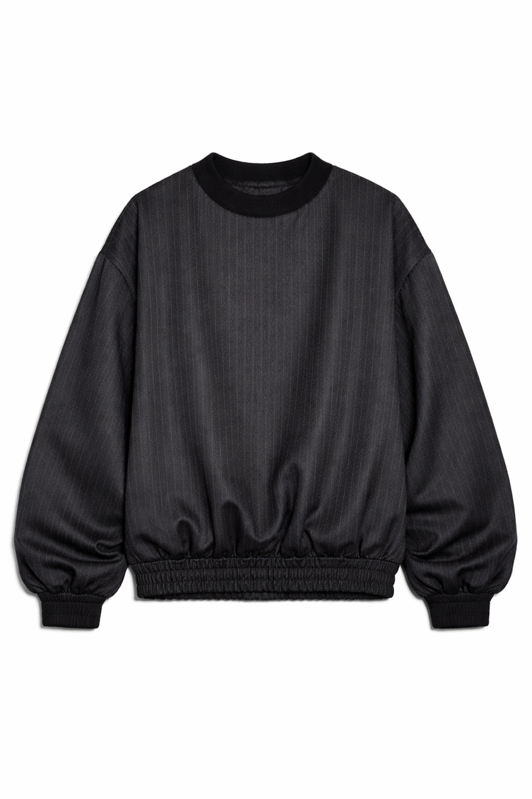 The P|M Sartorial Pinstripe Crewneck - Noir Edition