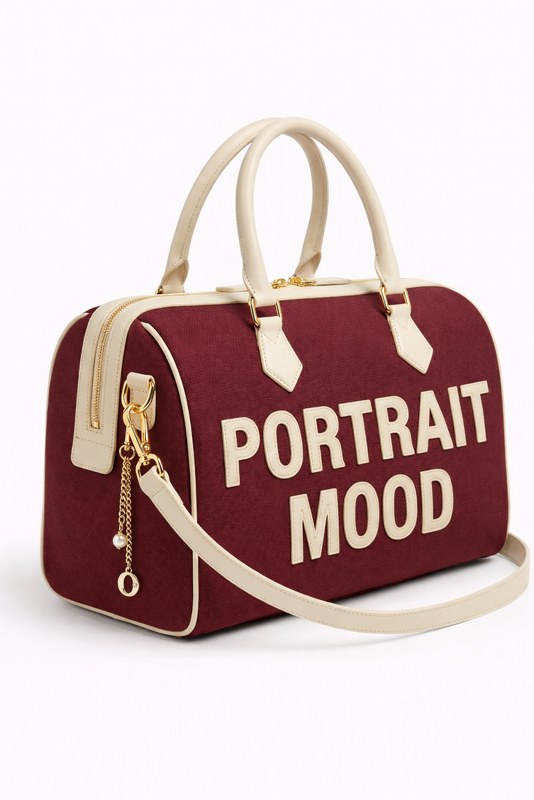 The P|M Varsity Appliqué Boston Bag - Burgundy Edition