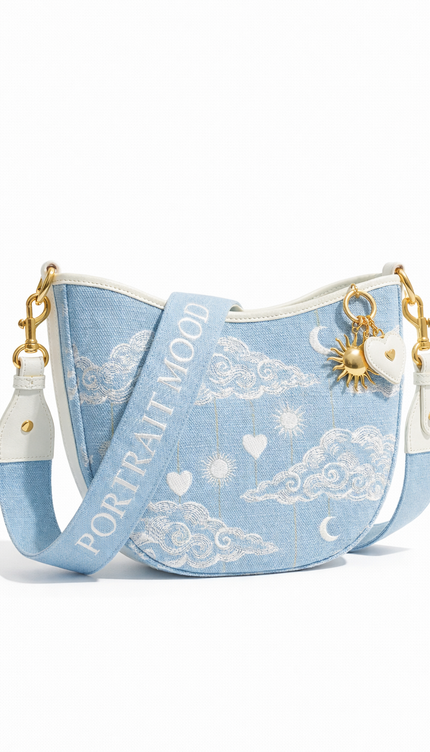 The P|M Horizon Crescent Shoulder Bag - Céleste Toile Edition