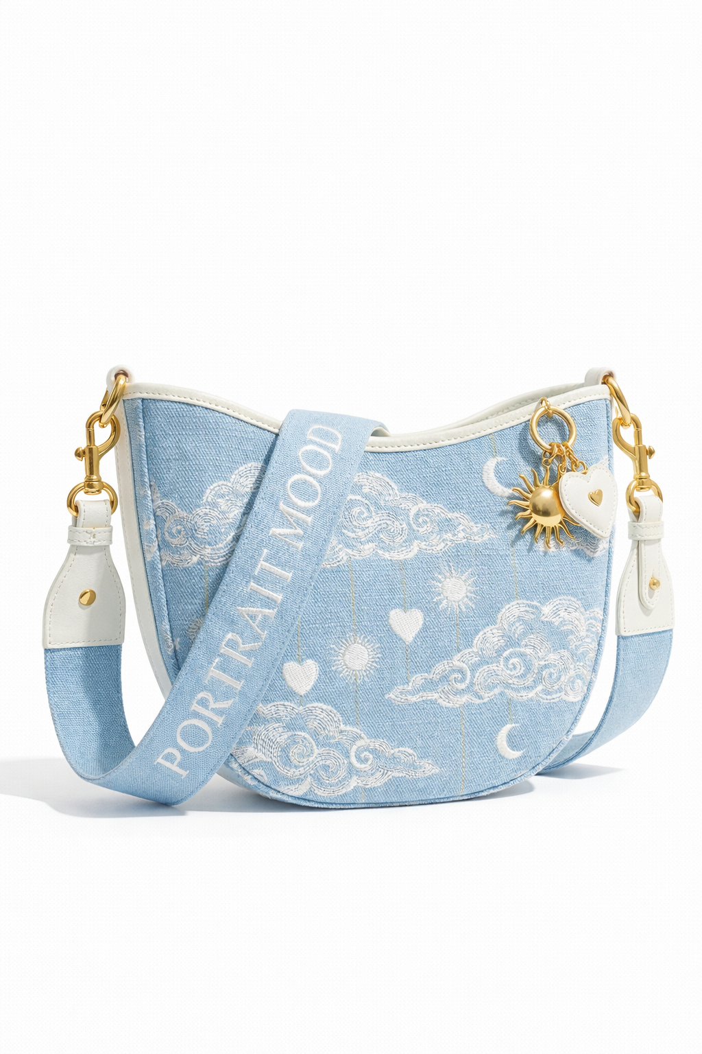The P|M Horizon Crescent Shoulder Bag - Céleste Toile Edition