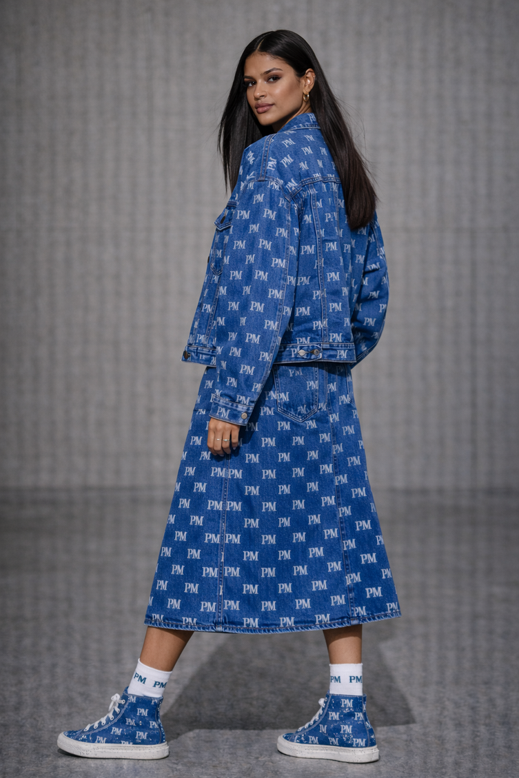 The PM Signature Monogram Denim Midi