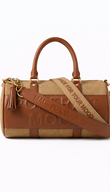 The P|M Monument Embossed Barrel Bag - Sand & Cognac Edition