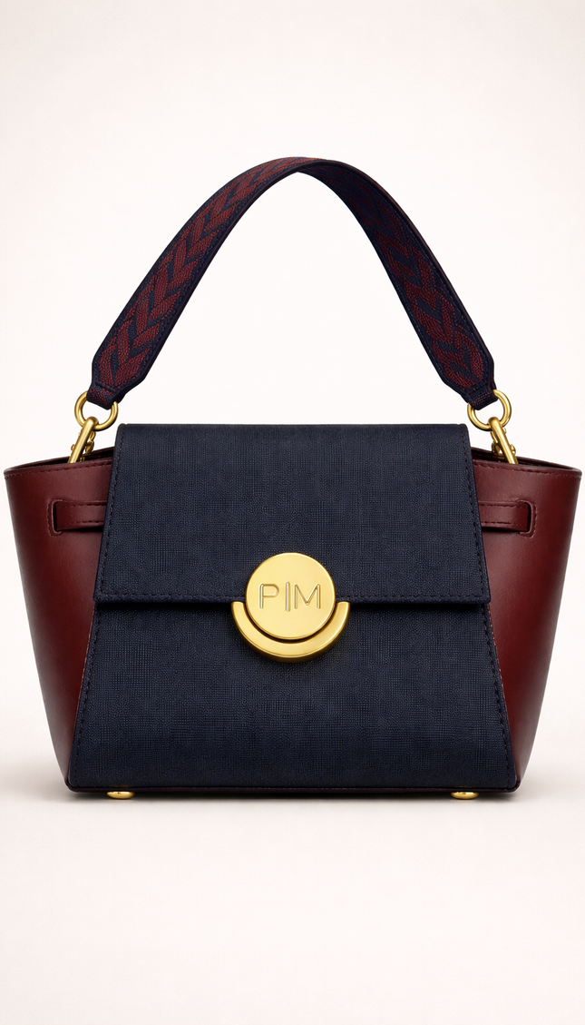 P|M COMPOSED Top Handle - Midnight & Bordeaux Mixed-Media