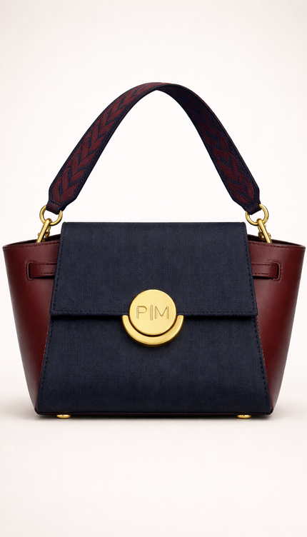 P|M COMPOSED Top Handle - Midnight & Bordeaux Mixed-Media