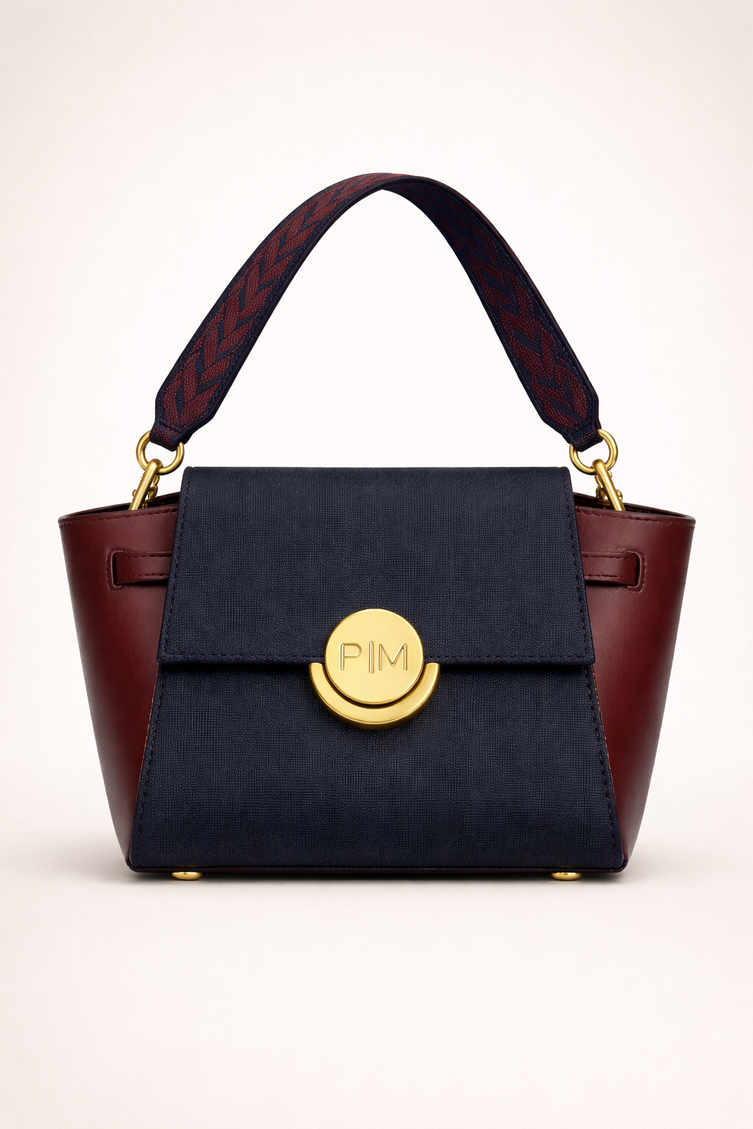 P|M COMPOSED Top Handle - Midnight & Bordeaux Mixed-Media