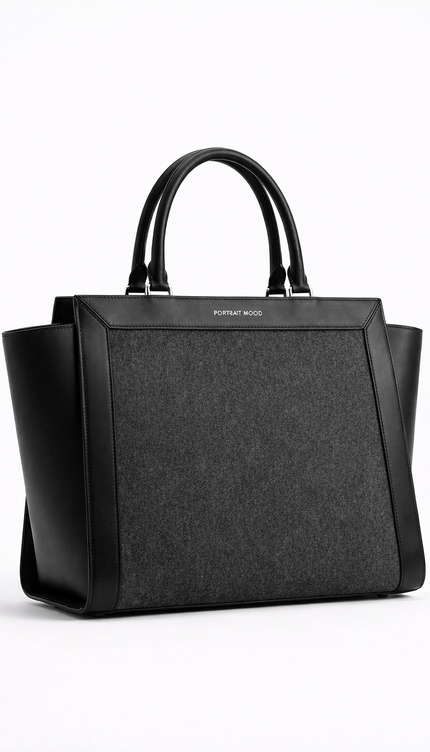 The P|M Architect Wool-Felt Winged Tote - Noir & Charcoal Edition