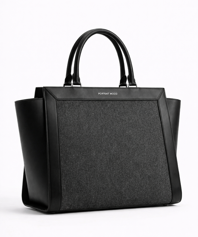 The P|M Architect Wool-Felt Winged Tote - Noir & Charcoal Edition