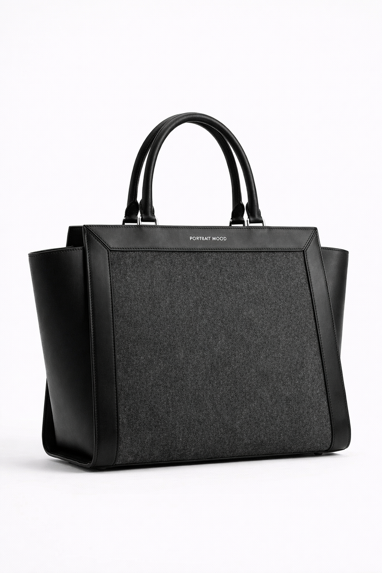 The P|M Architect Wool-Felt Winged Tote - Noir & Charcoal Edition