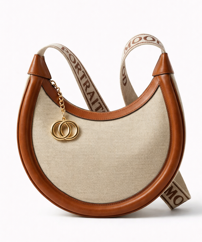 The P|M Equinox Crescent Shoulder Bag - Sand & Cognac Edition