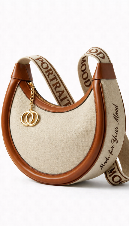The P|M Equinox Crescent Shoulder Bag - Sand & Cognac Edition