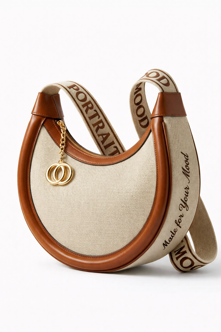 The P|M Equinox Crescent Shoulder Bag - Sand & Cognac Edition