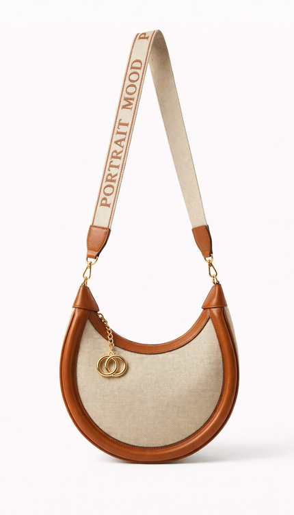 The P|M Equinox Crescent Shoulder Bag - Sand & Cognac Edition