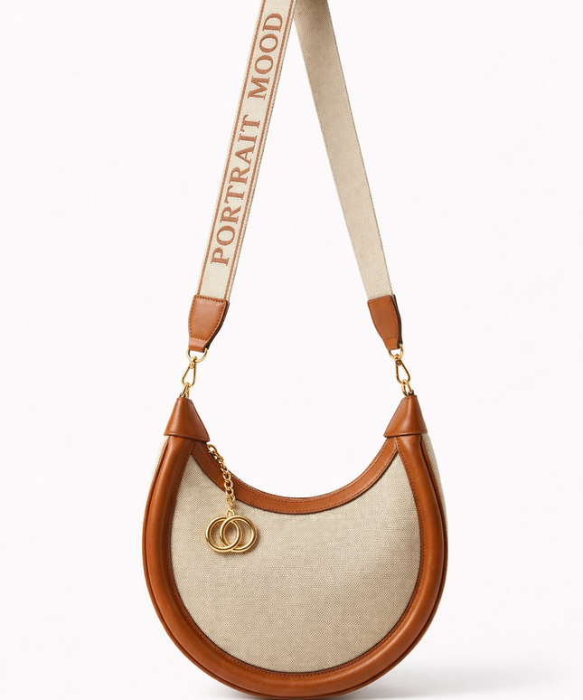 The P|M Equinox Crescent Shoulder Bag - Sand & Cognac Edition