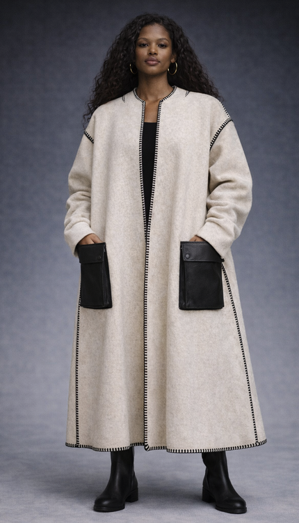 The P|M Atelier Blanket Stitch Coat - Oatmeal Edition