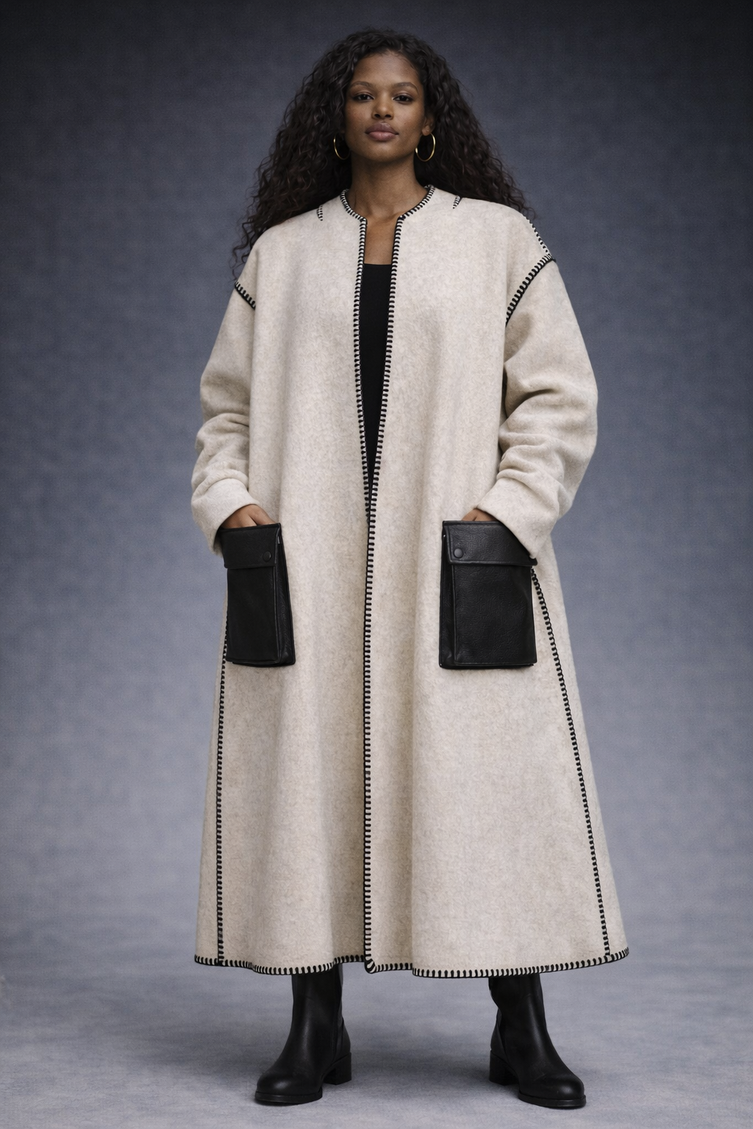 The P|M Atelier Blanket Stitch Coat - Oatmeal Edition
