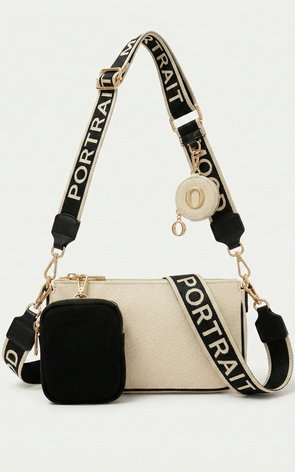 The P|M Utility Multi-Pochette Crossbody - Cream & Noir Edition