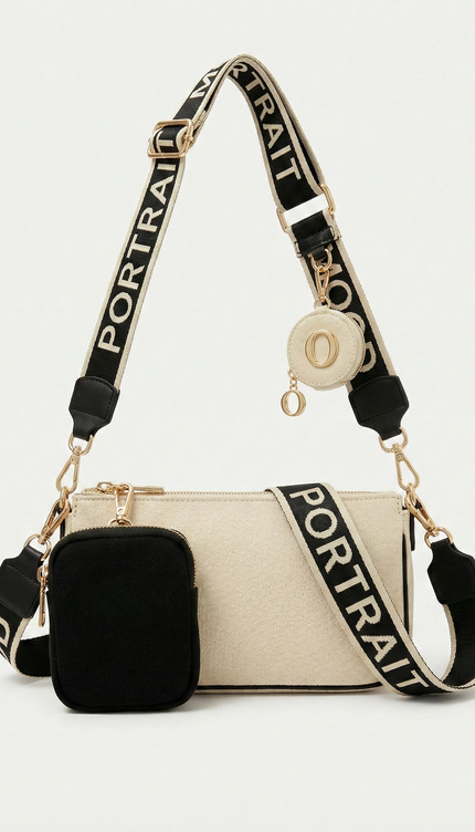 The P|M Utility Multi-Pochette Crossbody - Cream & Noir Edition