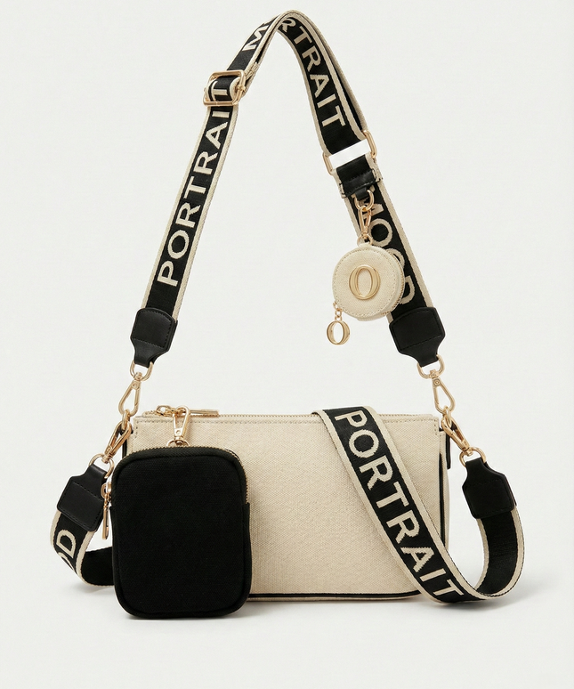 The P|M Utility Multi-Pochette Crossbody - Cream & Noir Edition