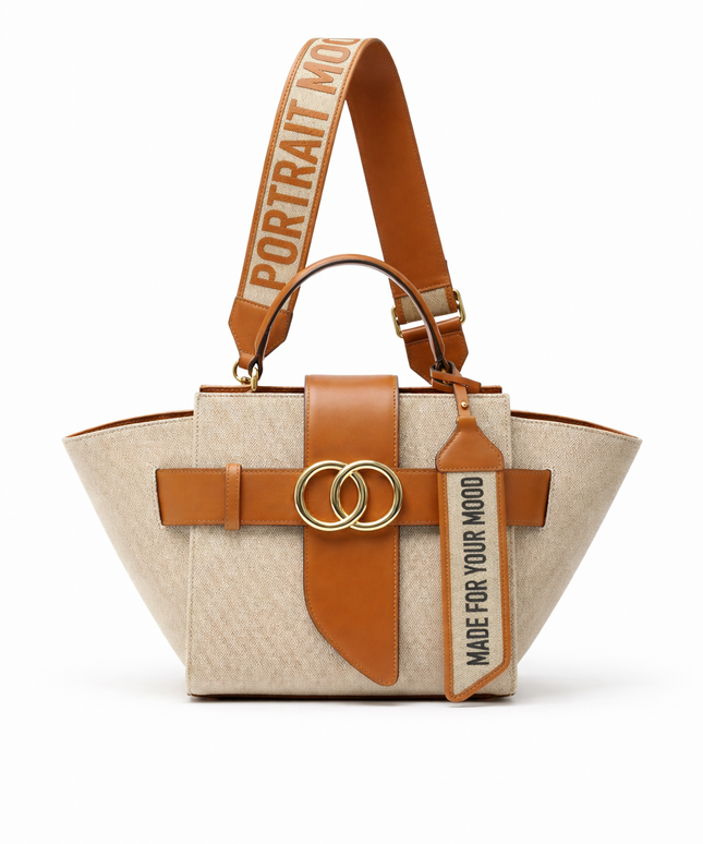 The P|M Estate Belted Wing Tote - Sand & Cognac Edition