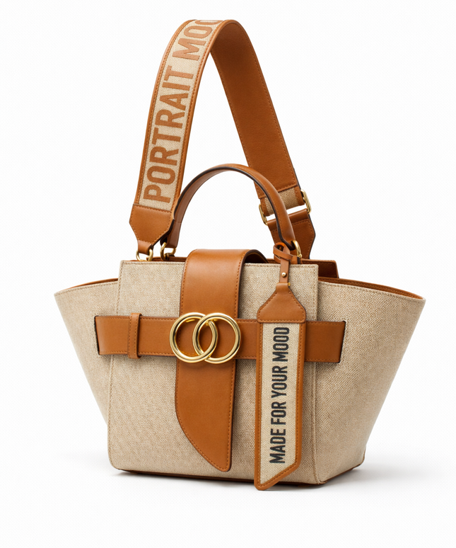 The P|M Estate Belted Wing Tote - Sand & Cognac Edition