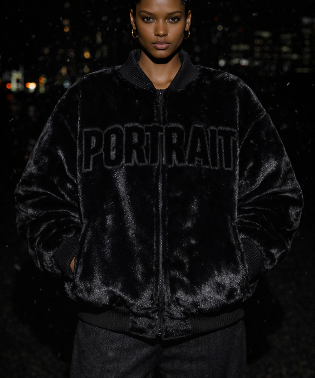 The P|M -PORTRAIT Sculpted Fur Bomber - Noir Edition
