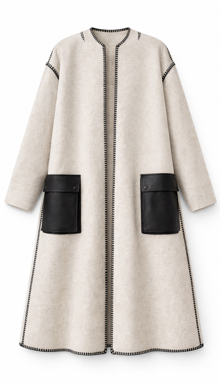 The P|M Atelier Blanket Stitch Coat - Oatmeal Edition