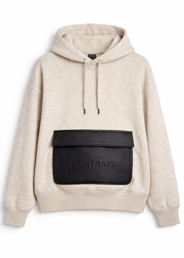 The P|M Atelier Leather-Pocket Hoodie - Oatmeal Edition