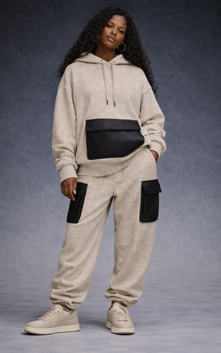 The P|M Atelier Leather-Pocket Jogger - Oatmeal Edition