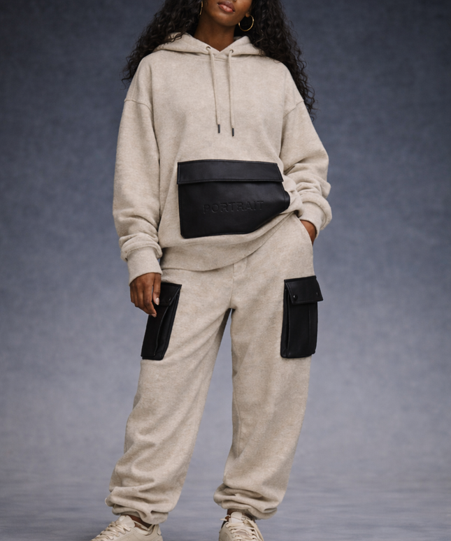 The P|M Atelier Leather-Pocket Jogger - Oatmeal Edition