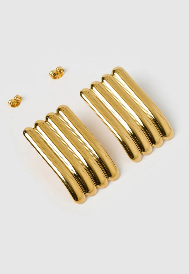 THE CASCADE STUD EARRINGS In Solid Stainless Steel With 18K Gold-Plate