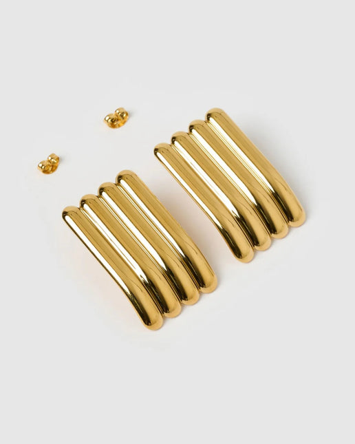 THE CASCADE STUD EARRINGS In Solid Stainless Steel With 18K Gold-Plate