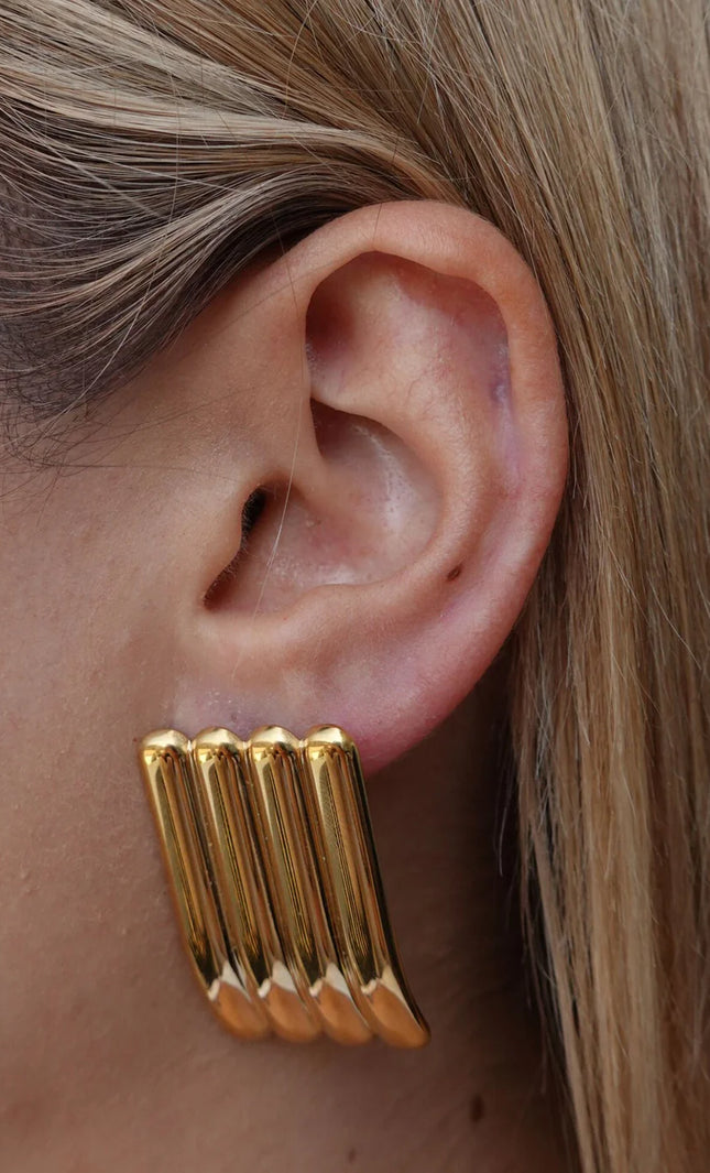 THE CASCADE STUD EARRINGS In Solid Stainless Steel With 18K Gold-Plate