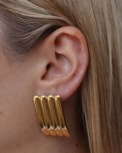 THE CASCADE STUD EARRINGS In Solid Stainless Steel With 18K Gold-Plate