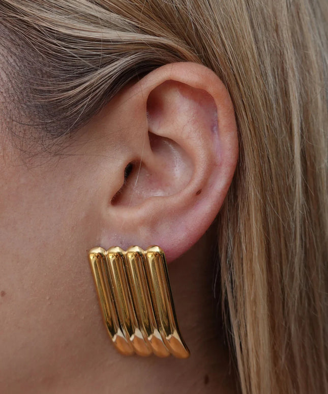 THE CASCADE STUD EARRINGS In Solid Stainless Steel With 18K Gold-Plate