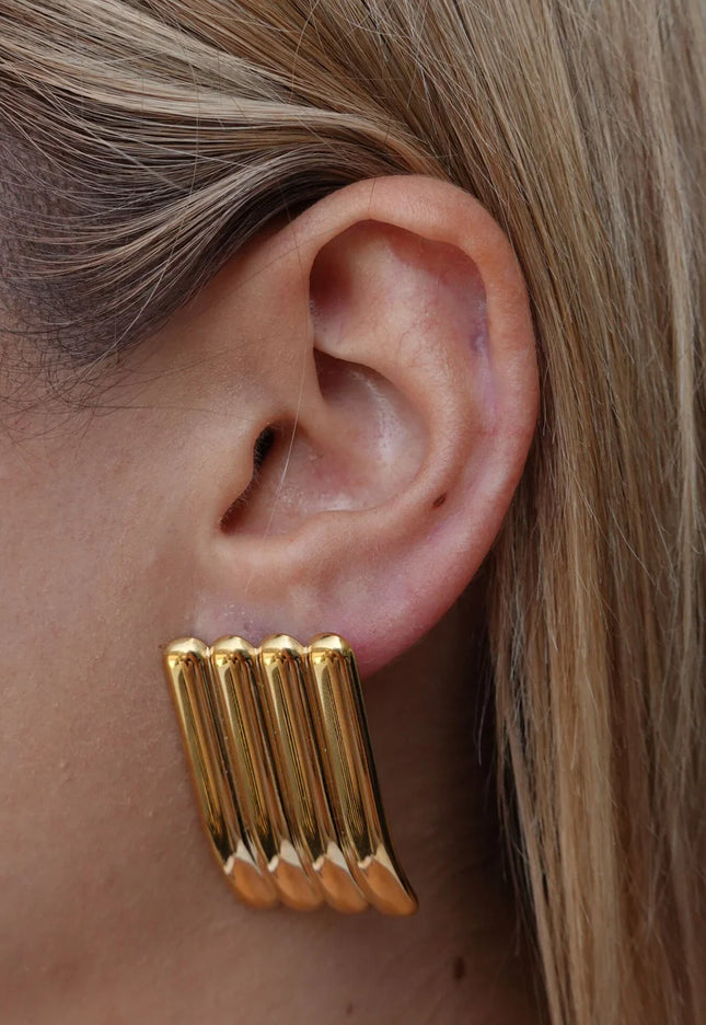 THE CASCADE STUD EARRINGS In Solid Stainless Steel With 18K Gold-Plate