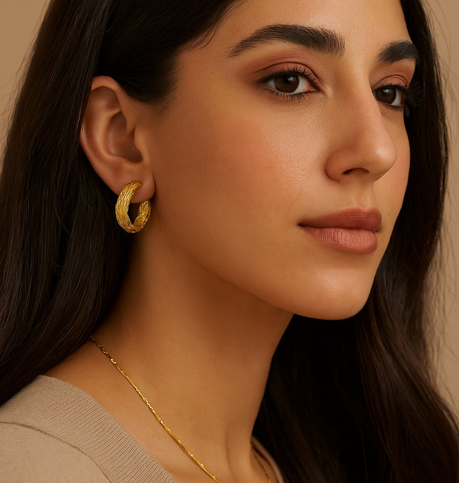 Golden Drift Hoops - EARRINGS In Solid Non-Tarnish Stainless Steel With 18K Gold-Plate