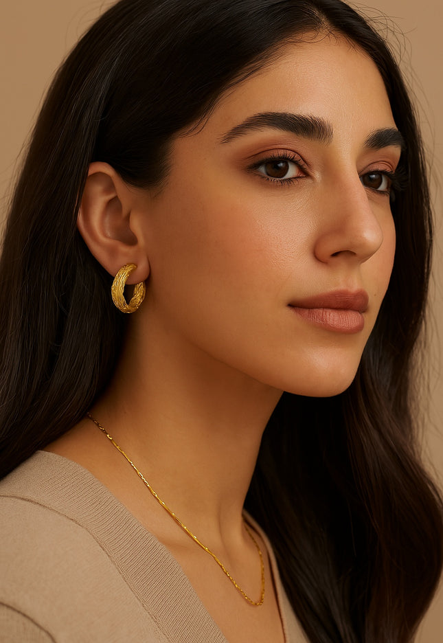 Golden Drift Hoops - EARRINGS In Solid Non-Tarnish Stainless Steel With 18K Gold-Plate
