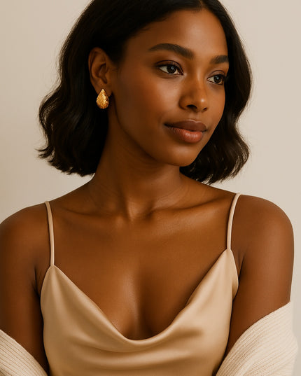 THE UNVEIL FLEUR EARRINGS in Solid Stainless Steel with 18K Gold Plate