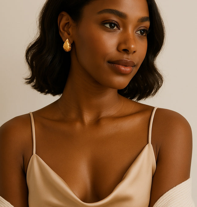 THE UNVEIL FLEUR EARRINGS in Solid Stainless Steel with 18K Gold Plate