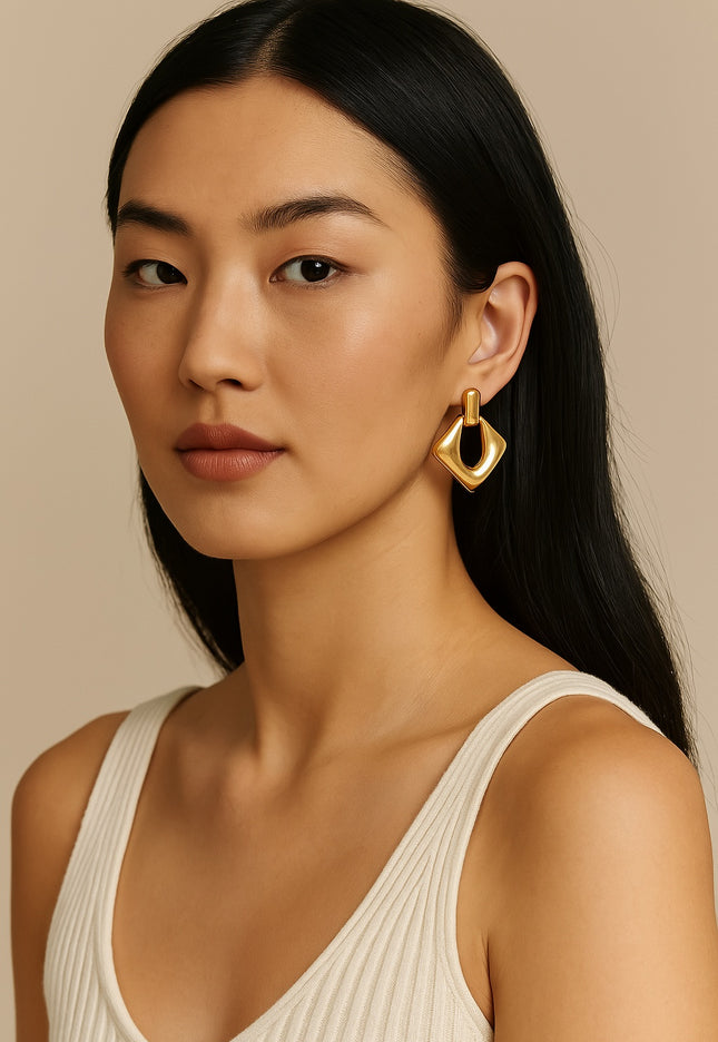 Crystal Dew Earrings – A Drop of Glam, A Splash of Bold In Solid Non-Tarnish Stainless Steel With 18K Gold-Plate