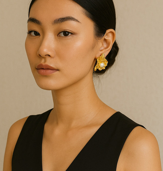 OCEAN BLOOM EARRINGS In Solid Stainless Steel With 18K Gold-Plate