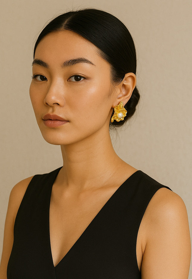 OCEAN BLOOM EARRINGS In Solid Stainless Steel With 18K Gold-Plate