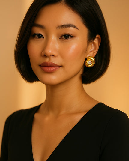OCEAN AURA EARRINGS In Solid Non-Tarnish Stainless Steel With 18K Gold-Plate