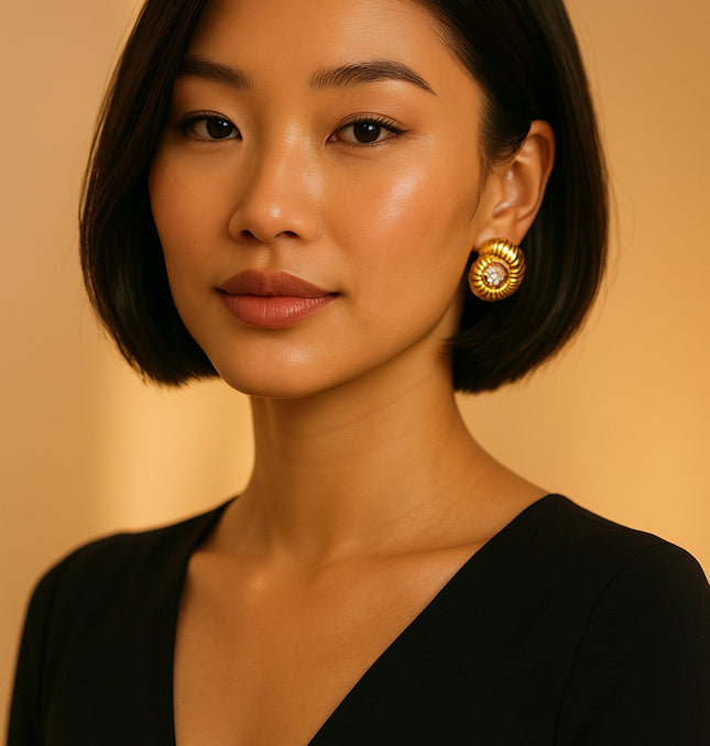 OCEAN AURA EARRINGS In Solid Non-Tarnish Stainless Steel With 18K Gold-Plate