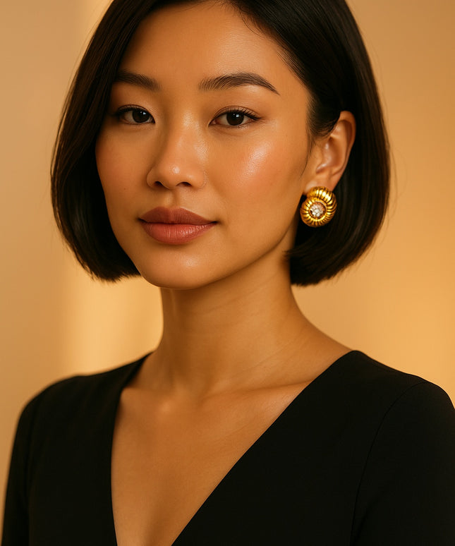 OCEAN AURA EARRINGS In Solid Non-Tarnish Stainless Steel With 18K Gold-Plate